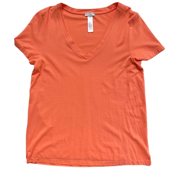 Hanro Orange V-Neck Short Sleeve Relaxed T-Shirt Small - Picture 1 of 2